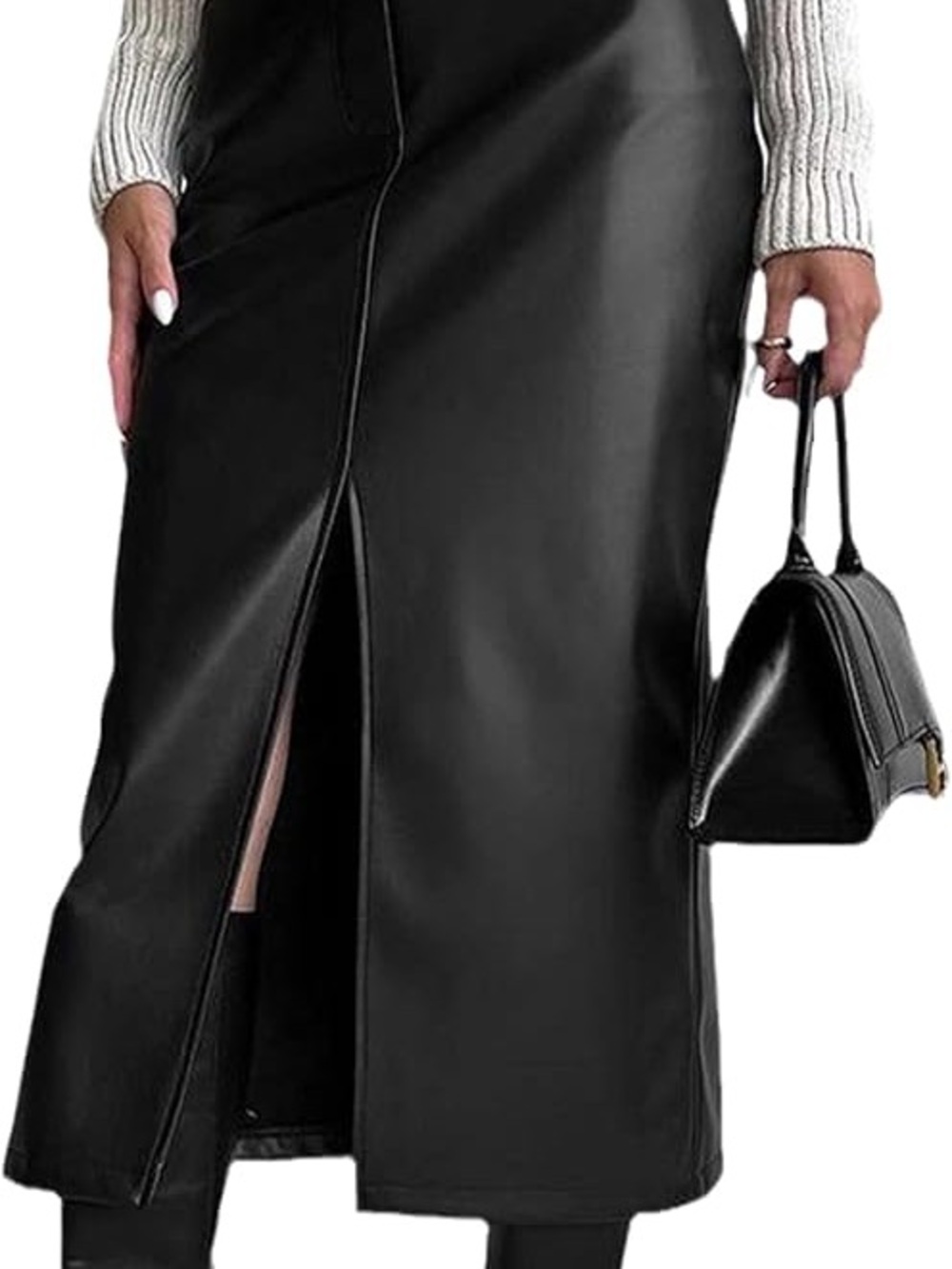 EST. 1946 Black Faux Leather Pencil Length Skirt Size XS